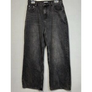 HDLTE Women Wide Leg Jeans Large High‎ Waist Baggy Loose Boyfriend Black Denim
